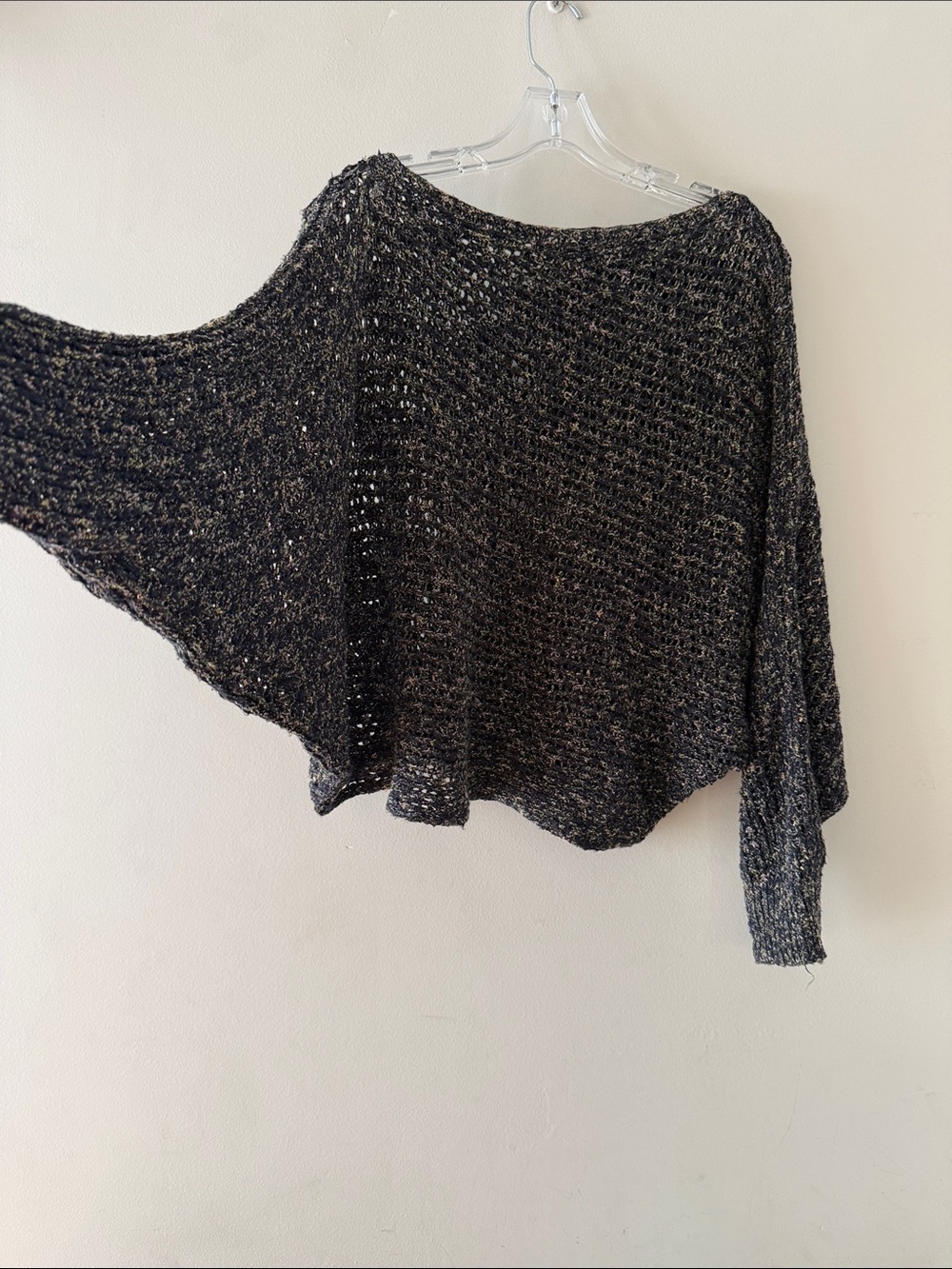 Free People Black/ multicolor Open-Knit Bat Wing Sweater